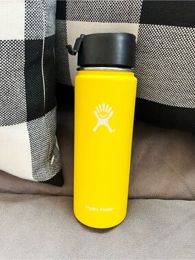 Hydro Flask Bright Yellow Bottle with White Logo and Black Lid